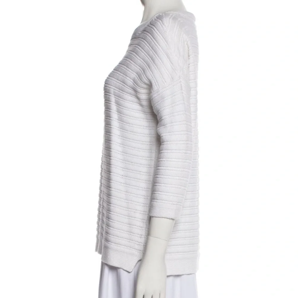White Ribbed Knit Sweater - Picture 2 of 3